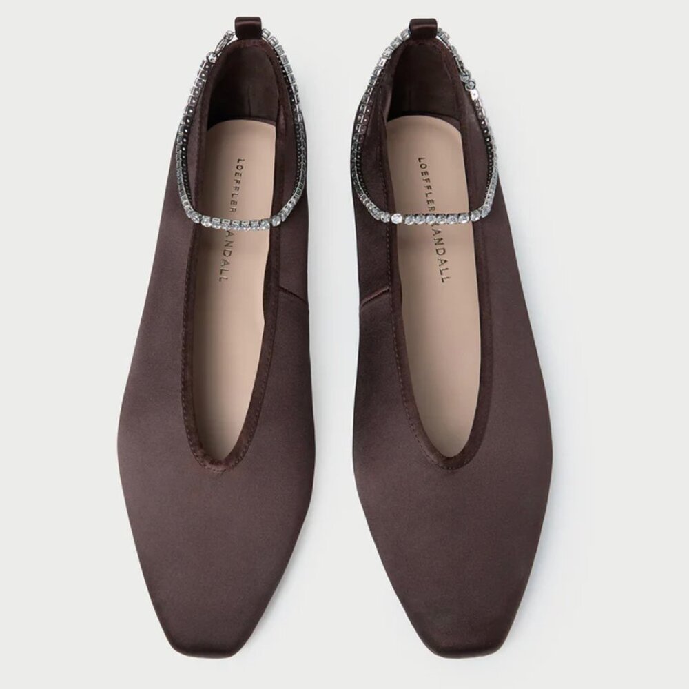 NEW Loeffler Randall size 7 Emery Brown/Crystal Ballet Flat